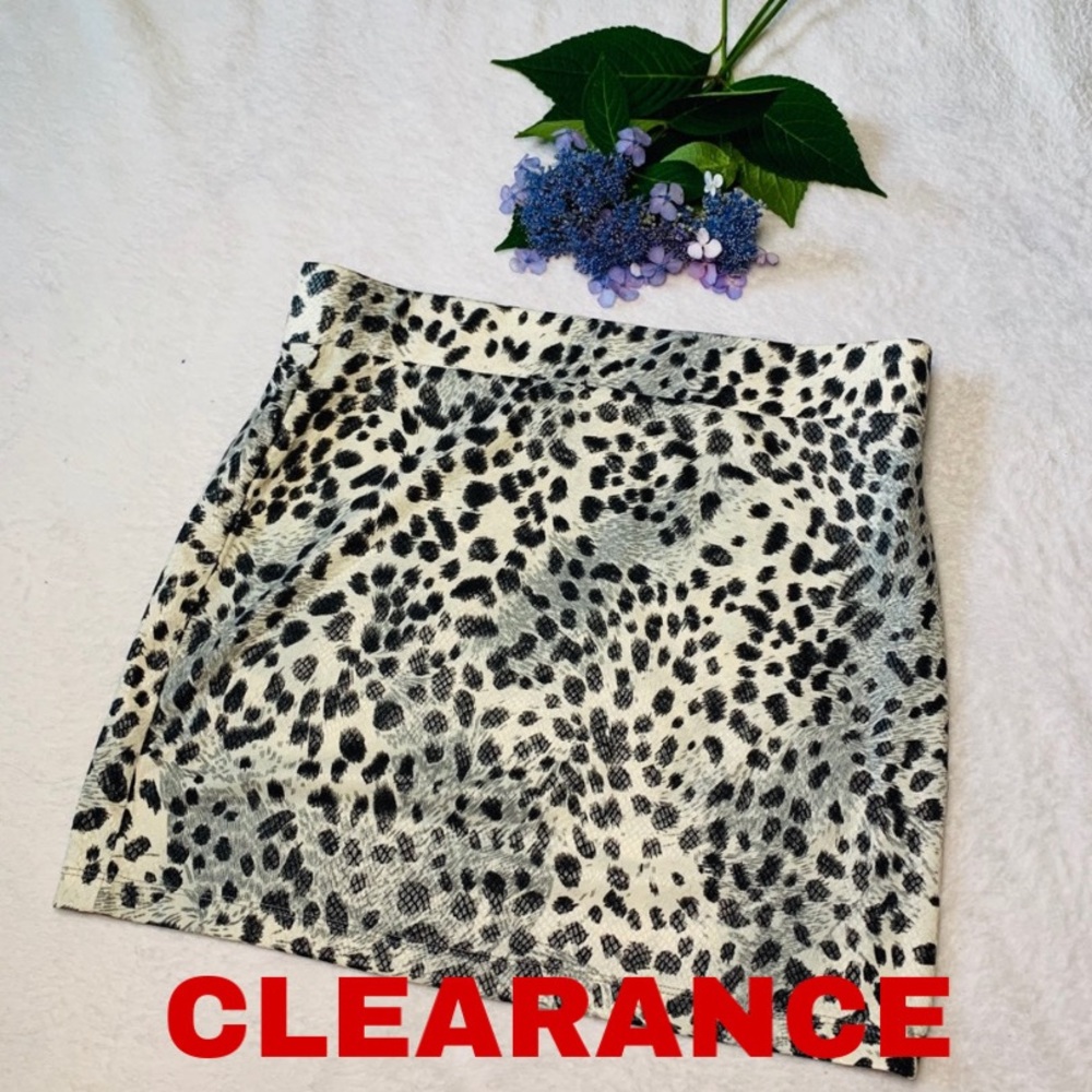 Snake Skin Leopard Print Mini Skirt